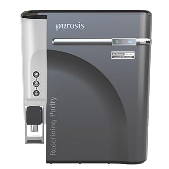 PUROSIS PUROAQUA Matt Grey | water purifier for home with water saving Technology | RO+ALK | 9Ltr capacity | Suitable For Borewell,Municipal Water